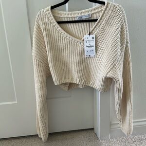Zara cream cropped sweater